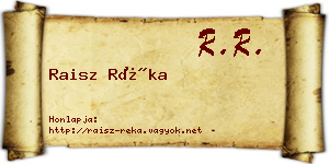 Raisz Réka névjegykártya